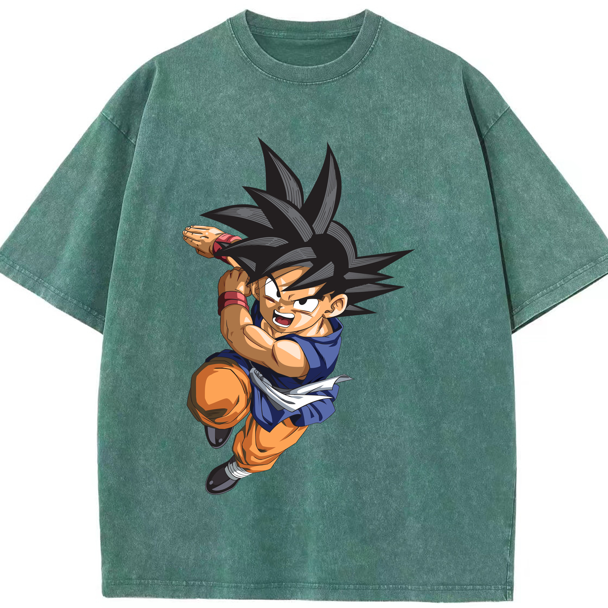 （画像用） ドラゴンボール 孫悟空（そん ごくう）Son Goku カカロット DRAGON BALL Kakarotto 綿100% ヴィンテージ風 半袖Tシャツ（フロントプリント）